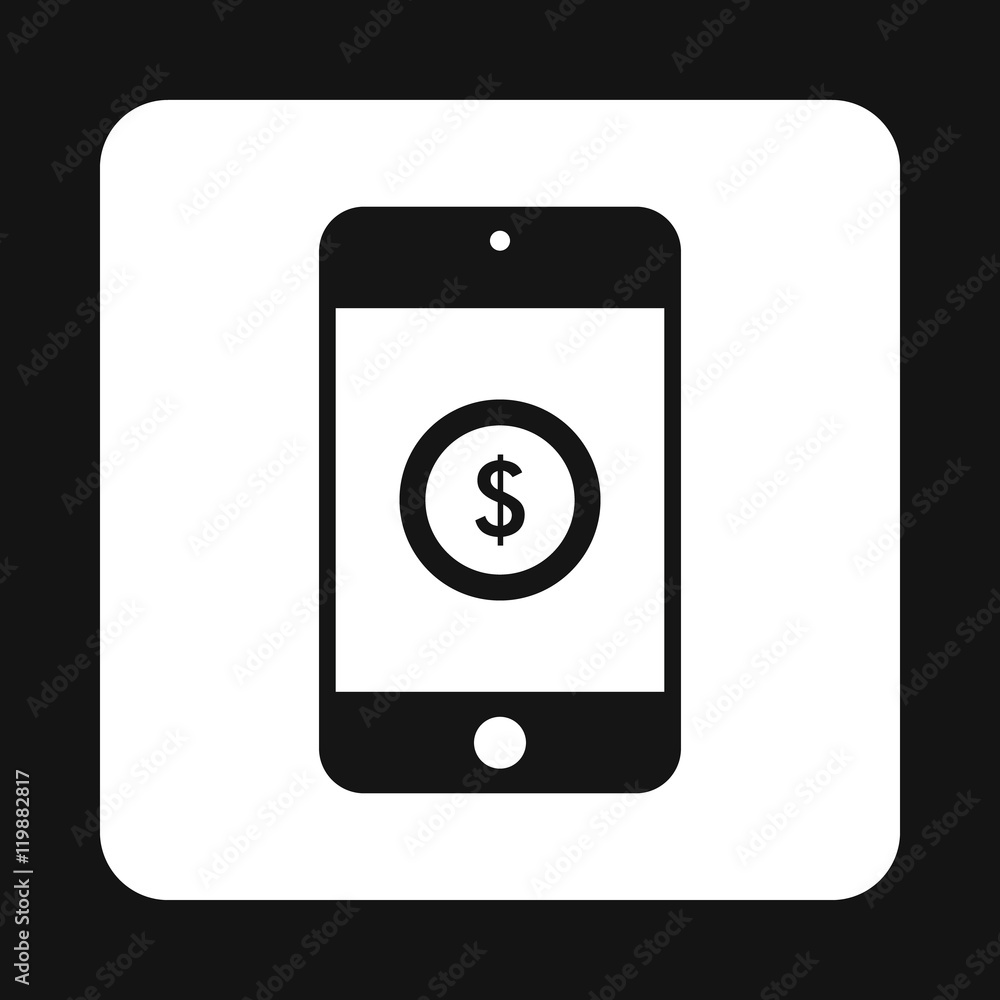 Online purchase in smartphone icon in simple style isolated on white background. Buy symbol Online purchase in smartphone icon in simple style isolated on white background. Buy symbol