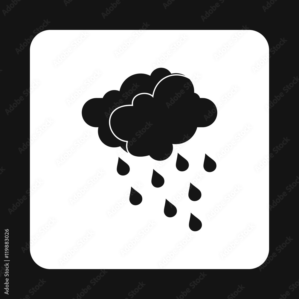 Cloud with rain icon in simple style isolated on white background. Weather symbol Cloud with rain icon in simple style isolated on white background. Weather symbol