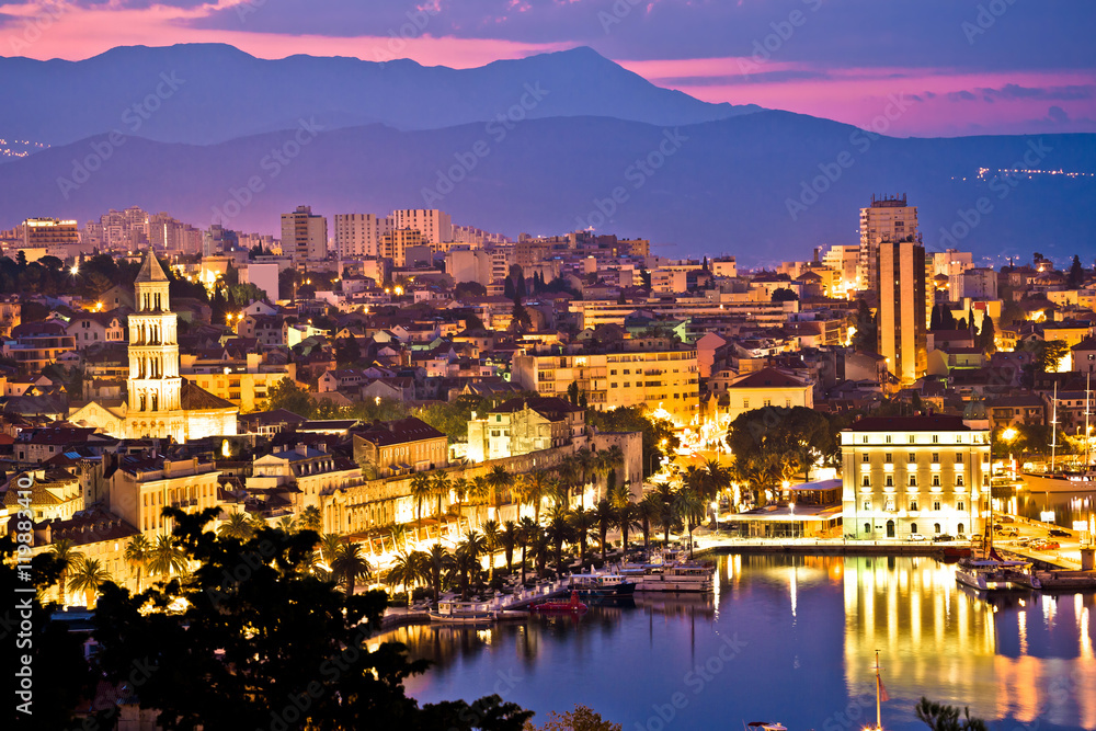 City of Split aerial view at dawn
