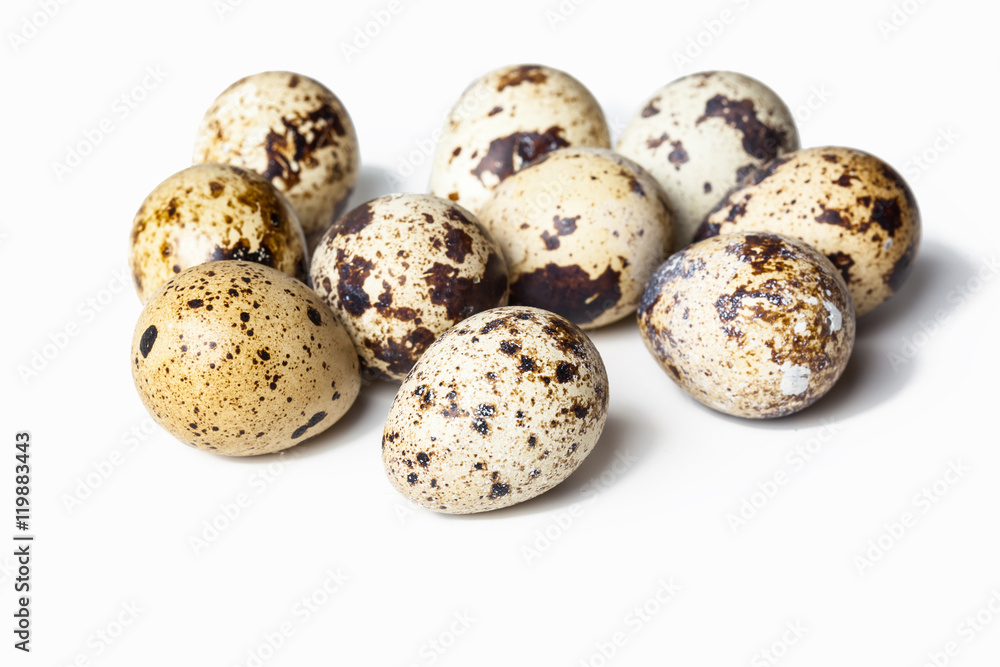 Quail eggs are isolated on a white background Quail eggs are isolated on a white background