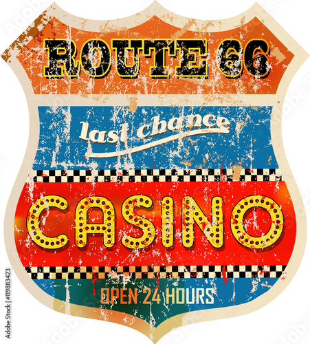 retro route 66 Casino sign,vector,