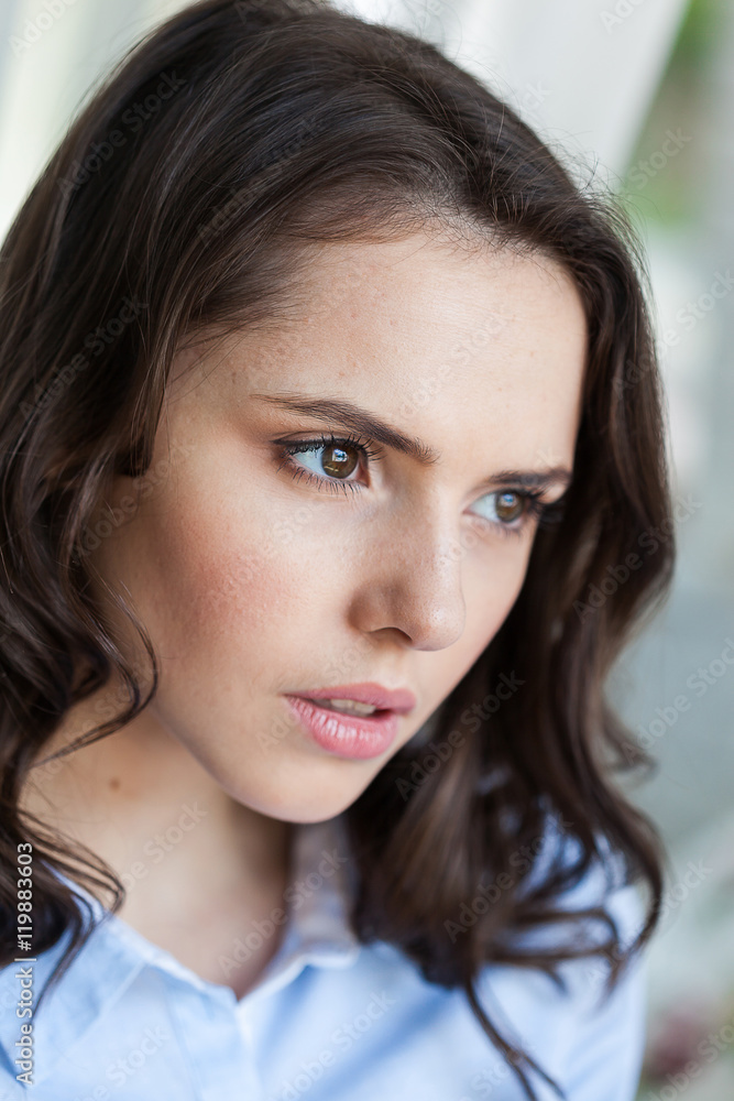 Close up portrait of beautiful young woman face Close up portrait of beautiful young woman face