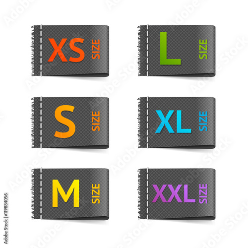Size Clothing Labels Set. Vector