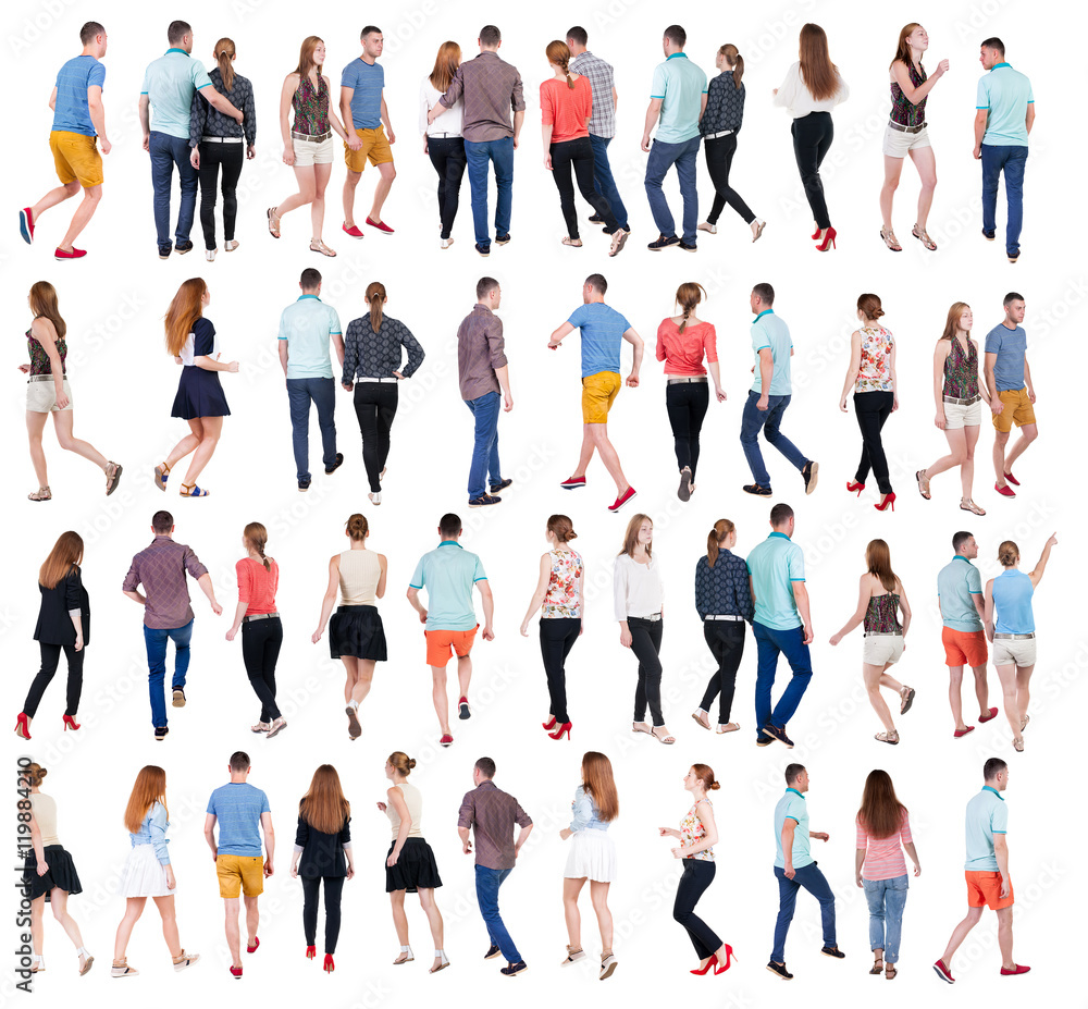 Collection Back view people. Rear view people set. backside view of person. Isolated over white background . Collection Back view people. Rear view people set. backside view of person. Isolated over white background .