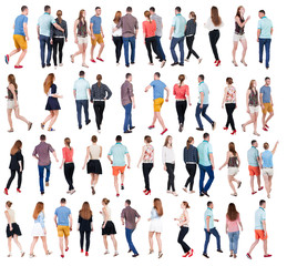 Collection Back view people. Rear view people set. backside view of person. Isolated over white background .