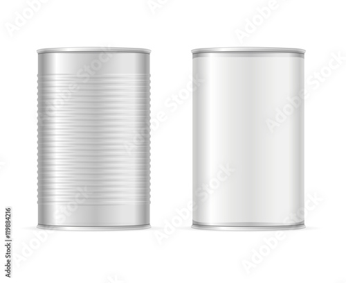 Set of Metallic Tin Cans. Vector
