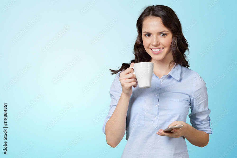 smiling beautiful woman texting with her phone smiling beautiful woman texting with her phone