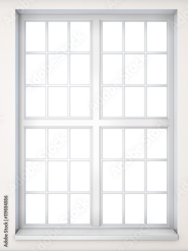 Window in a classical style close-up. Front view. 3D illustratio