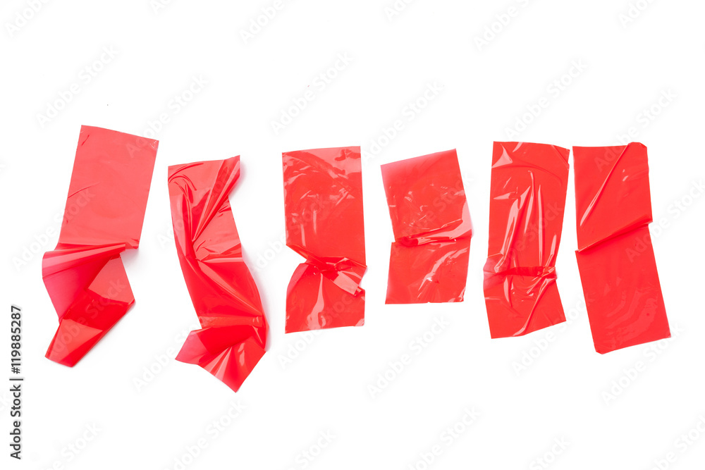 collection of various adhesive tape pieces on white background collection of various adhesive tape pieces on white background