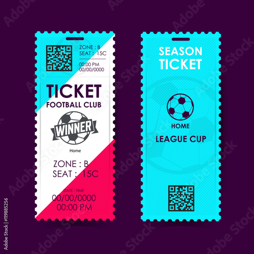 Football, Soccer Ticket Design. Vector illustration