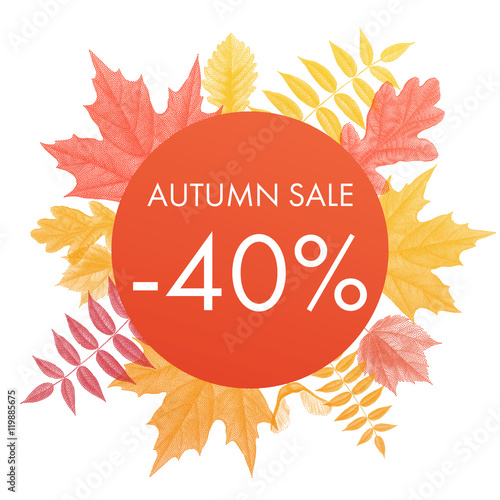 Sale promotion banner. Autumn discount placard