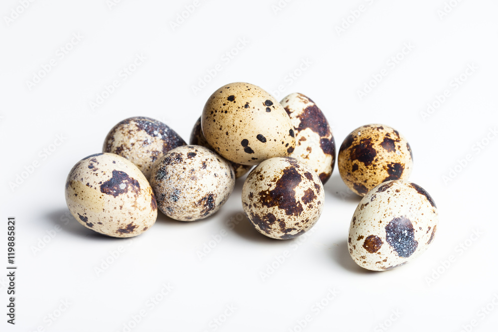 Quail eggs are isolated on a white background Quail eggs are isolated on a white background