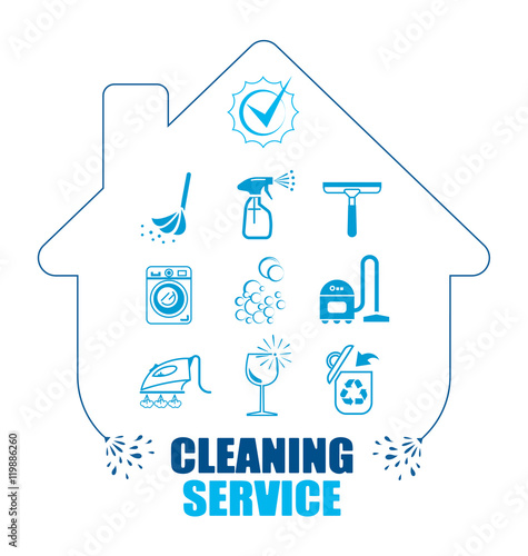 Set of icons for cleaning service. 
Pictogram vector illustration. All housework professional assistance.
