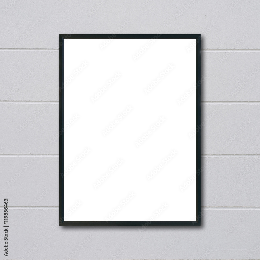 Mock up blank frame hanging on wall in room Mock up blank frame hanging on wall in room