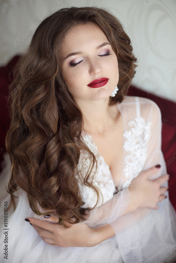 Beautiful brunette bride woman. Wedding Makeup. Attractive young Beautiful brunette bride woman. Wedding Makeup. Attractive young