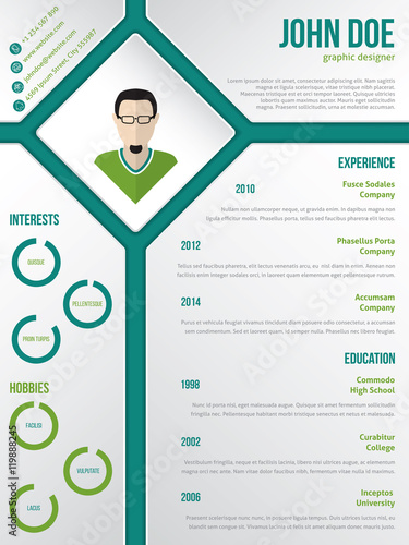 Modern cv resume template with photo in rhomb
