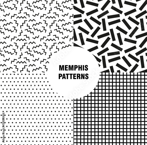 Retro vintage 80s or 90s fashion style. Memphis seamless pattern. Trendy geometric elements. Modern abstract design. Good for textile fabric. Vector illustration.