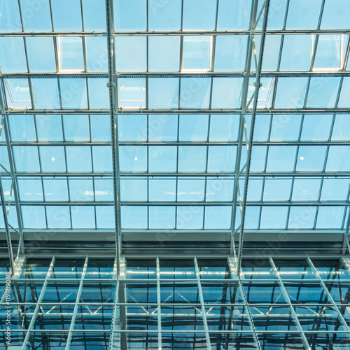 Glass roof of modern office building