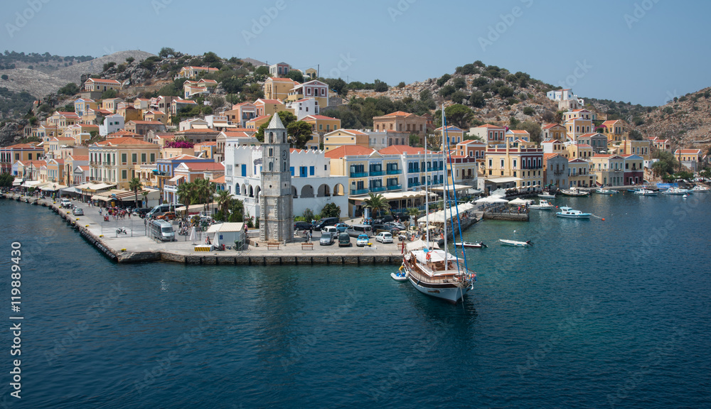 Greek island of Symi at the Aegean sea
