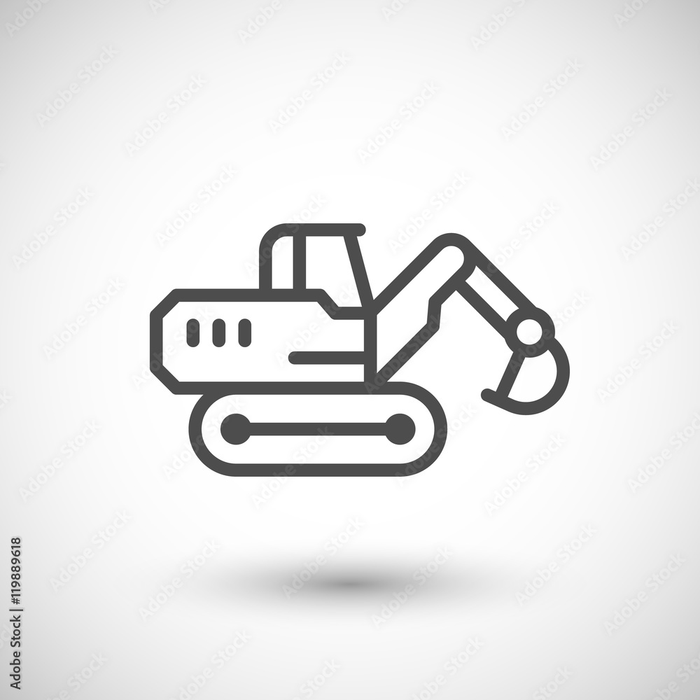 Crawler excavator line icon Crawler excavator line icon