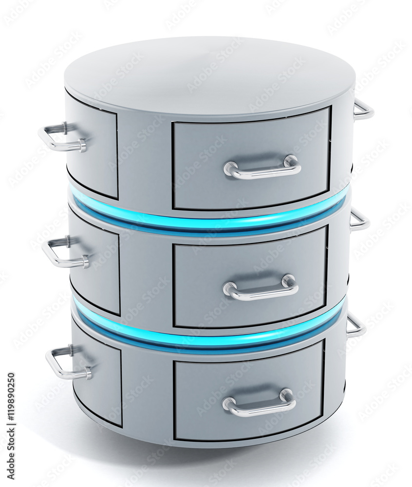 Data server with closed file racks. 3D illustration Data server with closed file racks. 3D illustration