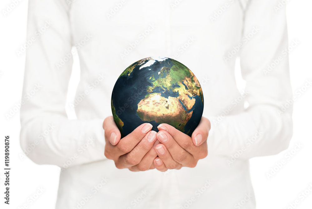 Environment conservation, close up of female hands holding plane Environment conservation, close up of female hands holding plane
