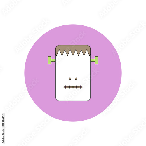 Vector illustration in flat design Halloween icon Frankenstein monster