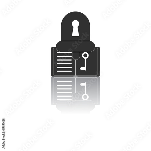 Back to School and Education vector flat icon in black and white style bell and key