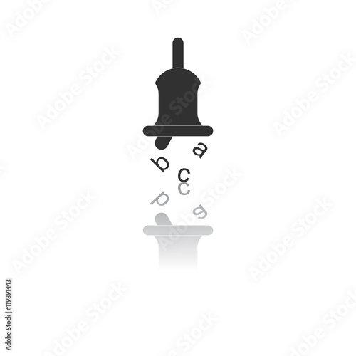 Back to School and Education vector flat icon in black and white style bell