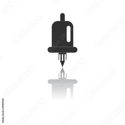 Back to School and Education vector flat icon in black and white style bell and pencil
