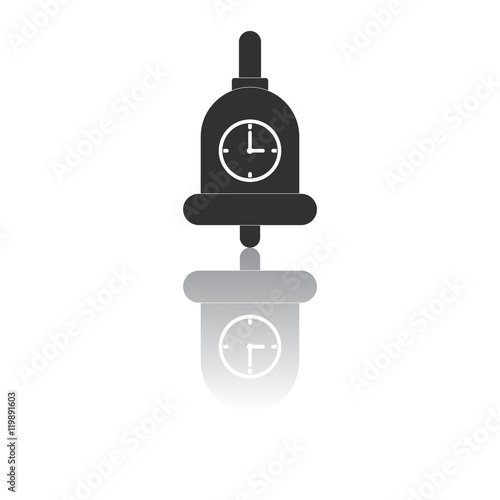 Back to School and Education vector flat icon in black and white style bell and clock
