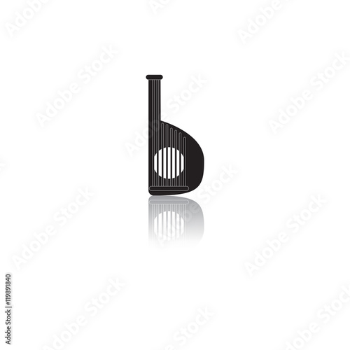 Black and white vector illustration in flat style of Ukrainian bandura music instrument