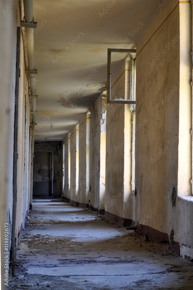 abandoned hallway in an old building abandoned hallway in an old building