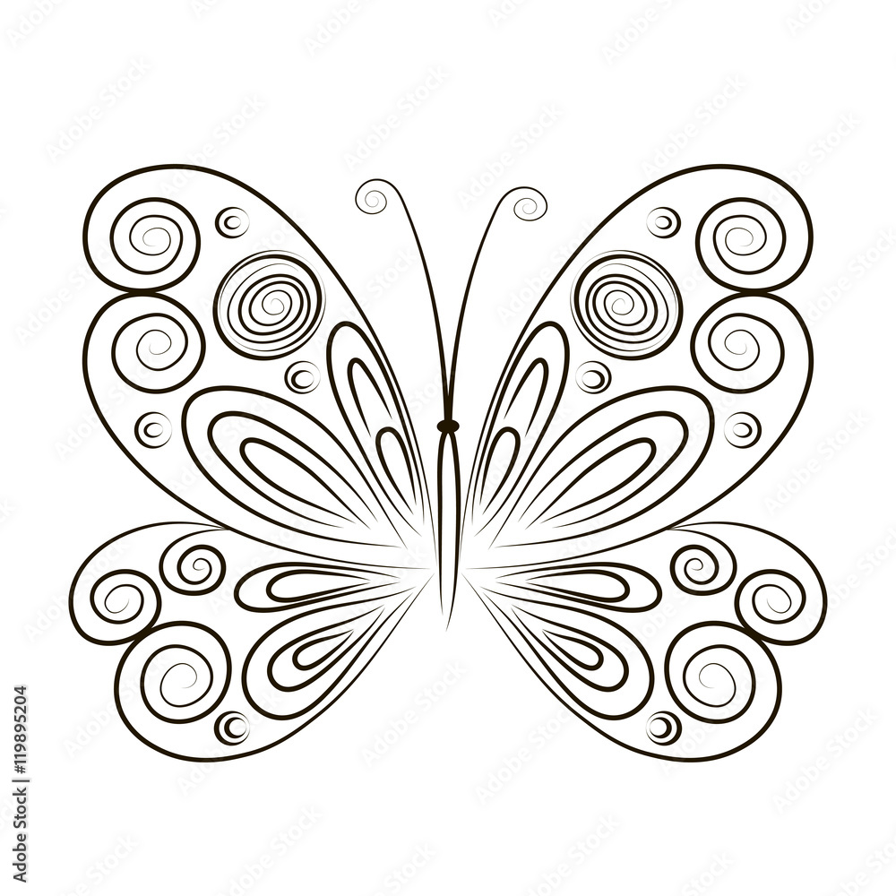 Hand Drawn vector illustration Butterfly isolated on white ...