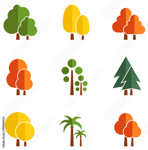 set of autumn trees