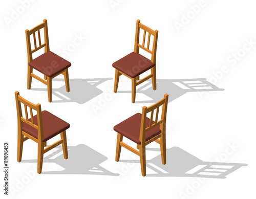Chair set. 3d Vector illust...