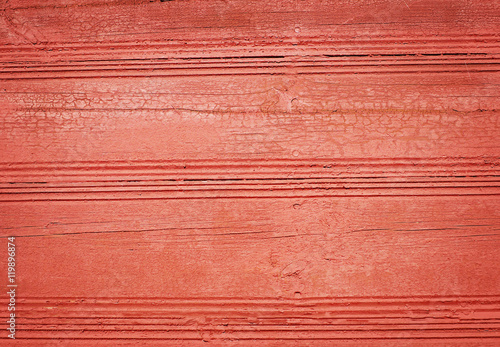 Red painted wooden surface. Old wooden textural wall, background