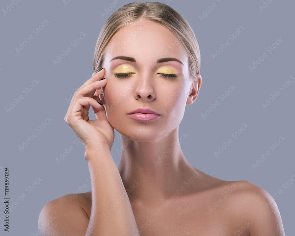 Beautiful blonde woman with bright makeup Beautiful blonde woman with bright makeup