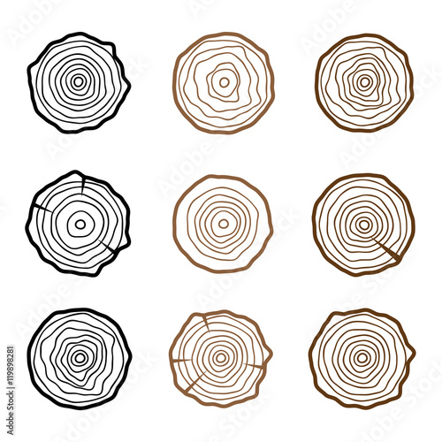Set of four tree rings icons