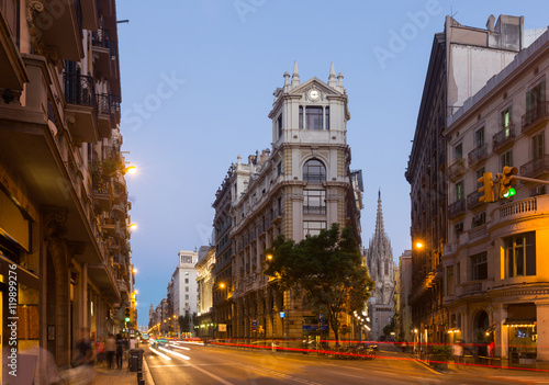 Photography View of Barcelona in twilight. Spain