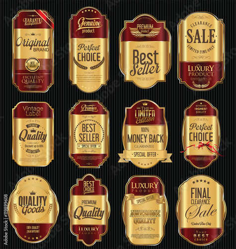 Quality golden badges and labels collection