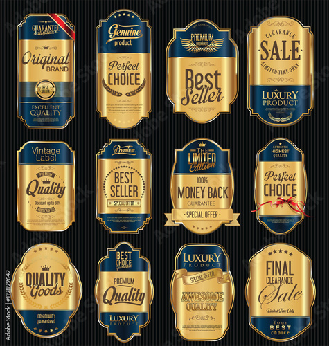Quality golden badges and labels collection