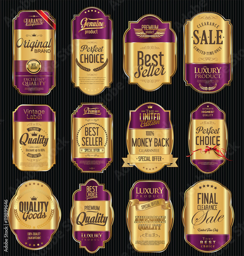 Quality golden badges and labels collection
