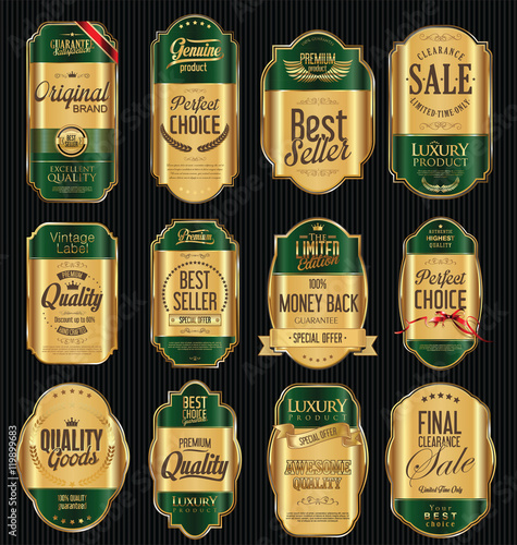 Quality golden badges and labels collection