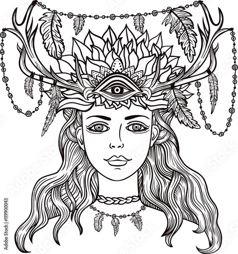 Female shaman portriat.