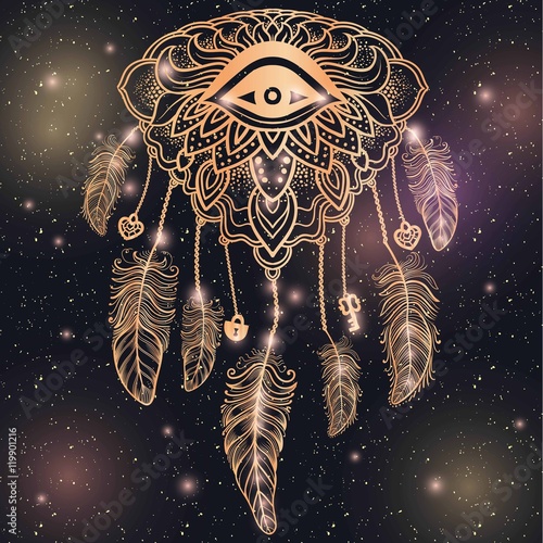 American Indian talisman dreamcatcher with eye