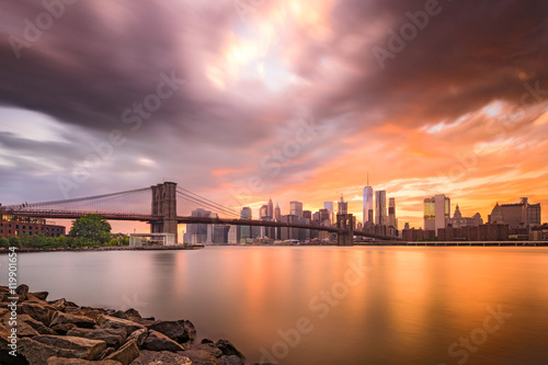 New York City Skyline on the East River.