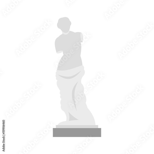 Statue of Venus de Milo icon in flat style on a white background vector illustration