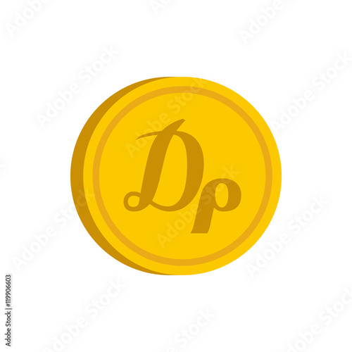 Gold coin with drachma sign icon in flat style on a white background vector illustration