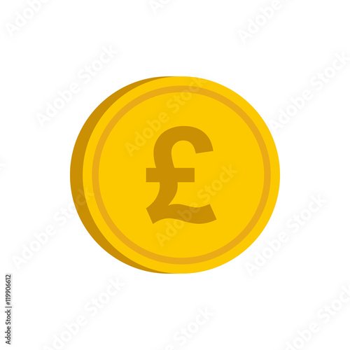 Gold coin with pound sign icon in flat style on a white background vector illustration